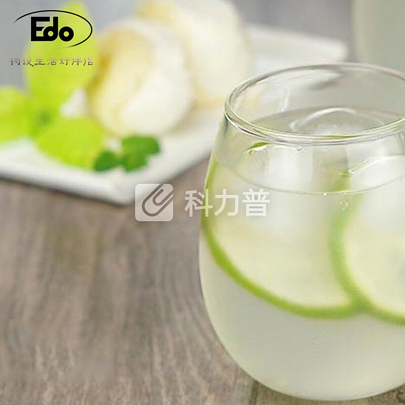 Edo Edo 耐热玻璃水杯 家用高温耐热 办公透明玻璃咖啡果汁饮料花茶杯—350ML