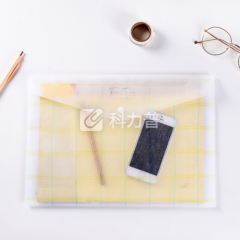 文谷(wengu)12个装A4透明按扣文件袋公文袋档案袋学生用试卷收纳袋 小清新初高中生资料袋 花名D330