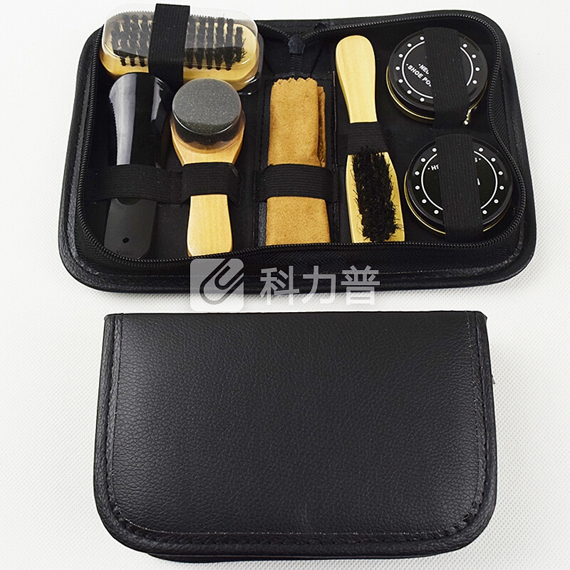 班哲尼 班哲尼 鞋油套装 鞋油 鞋刷 擦鞋布 便捷 旅行家用多功能擦鞋套装8件套 黑色