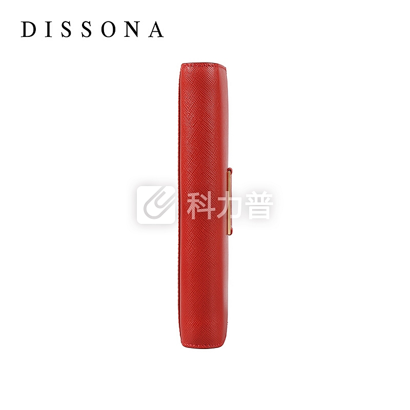 迪桑娜(DISSONA)牛皮钱包女长款多卡位搭扣零钱包简约手拿票夹小钱包潮 8162CD1310R00 红色