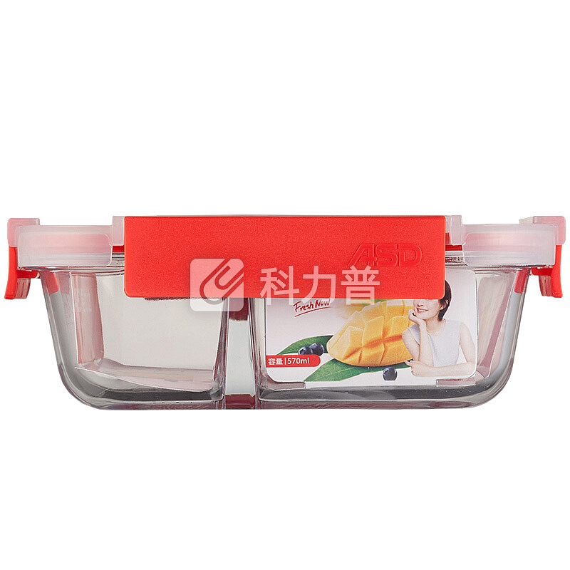 爱仕达 ASD 爱仕达ASD耐热玻璃保鲜盒 微波炉饭盒久扣系列套装 两件套 苹果红 640ML+570ML