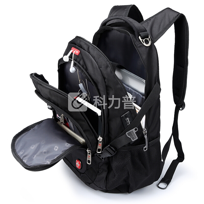 CROSSGEAR 加密防盗 双肩包 大容量笔记本电脑包15.6英寸/17.3英寸 男商务背包多功能书包 CR-9001XL 黑色