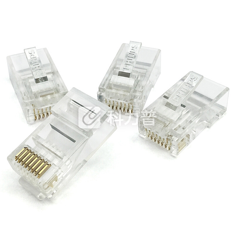 飞利浦(PHILIPS)工程级镀金原装RJ45六类水晶头100个/盒 电脑网络连接头 SDJ4201/93