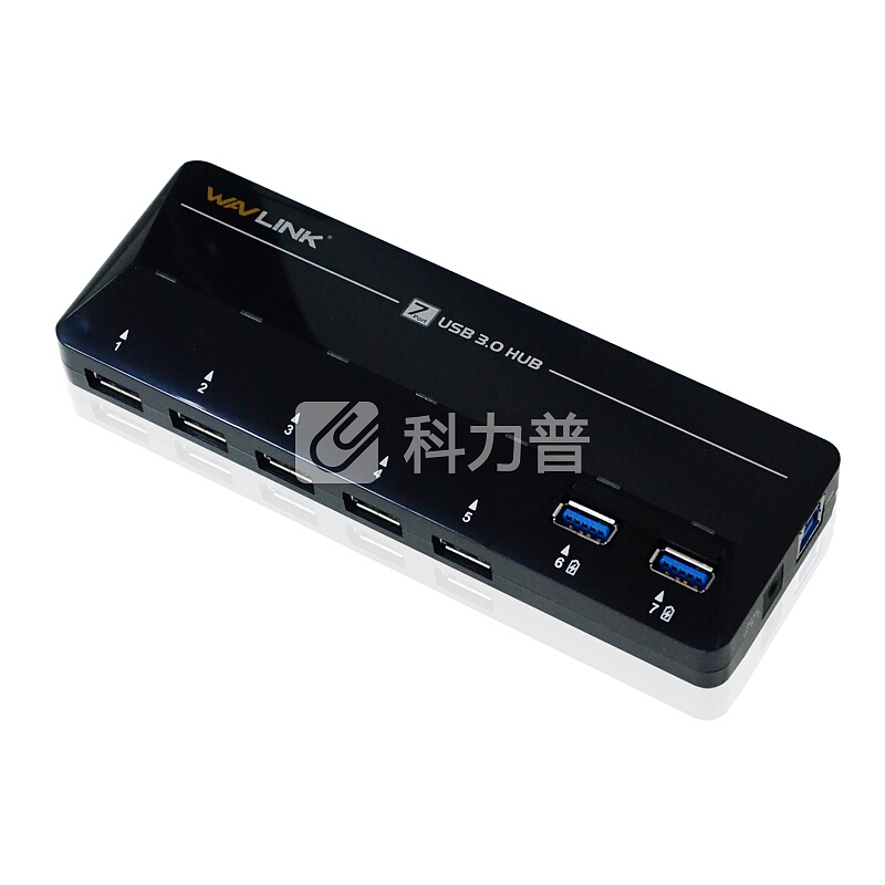 睿因(Wavlink)WL-UH3073D USB3.0分线器 带电源 7口HUB集线器 高速扩展一拖七