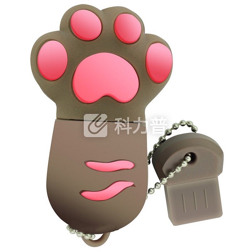 权尚(Transshow)32GB USB2.0 U盘 卡通猫爪 咖啡色 创意可爱 礼品优盘 安全可靠