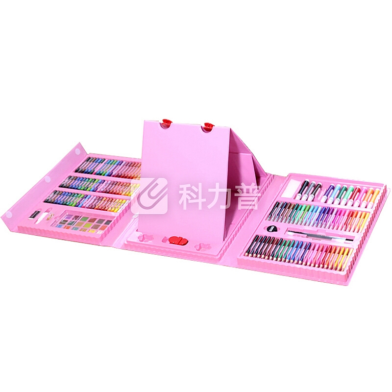 乐缔儿童画画工具套装208件画架款 男女孩玩具学生画笔水彩笔美术文具礼物女孩绘画笔礼盒装彩色笔