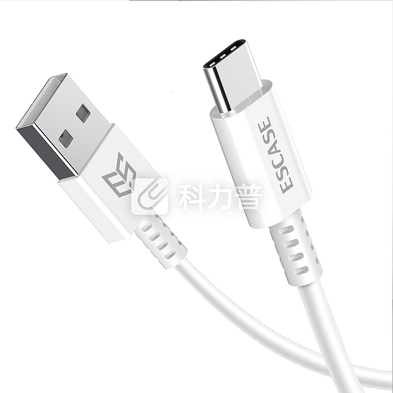 ESCASE 小米充电器华为充电头适用原装手机数据线Type-c荣耀三星s8锤子套装线充快充1米安卓USB单口C01版白