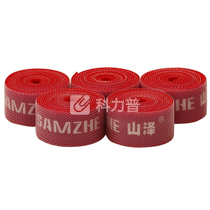 山泽(SAMZHE) 自由裁剪电脑扎线带/捆/绑/理/束线带 背靠背魔术贴 整理带 理线器 20*1000mm 红色 MST-10