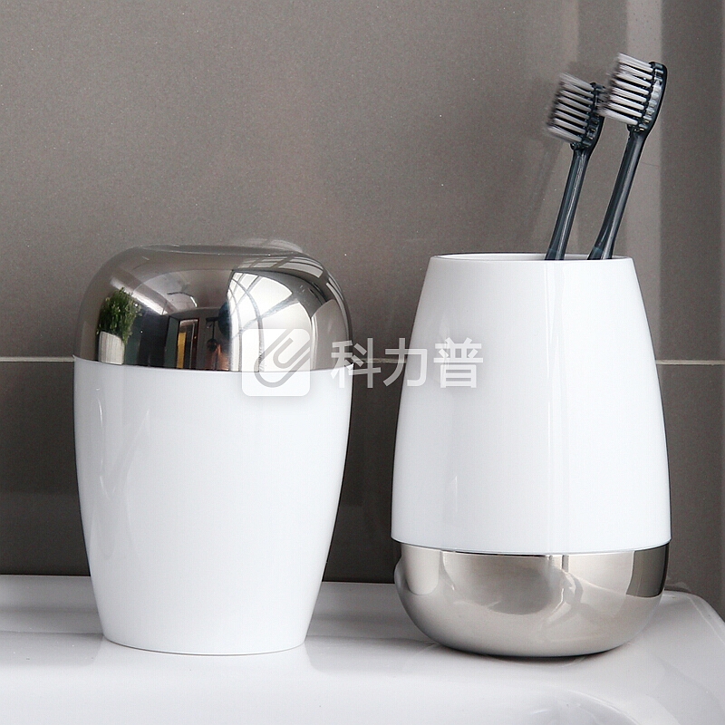 欧润哲 漱口杯 不锈钢底座水滴款情侣牙刷洗漱杯子 大号 2只装