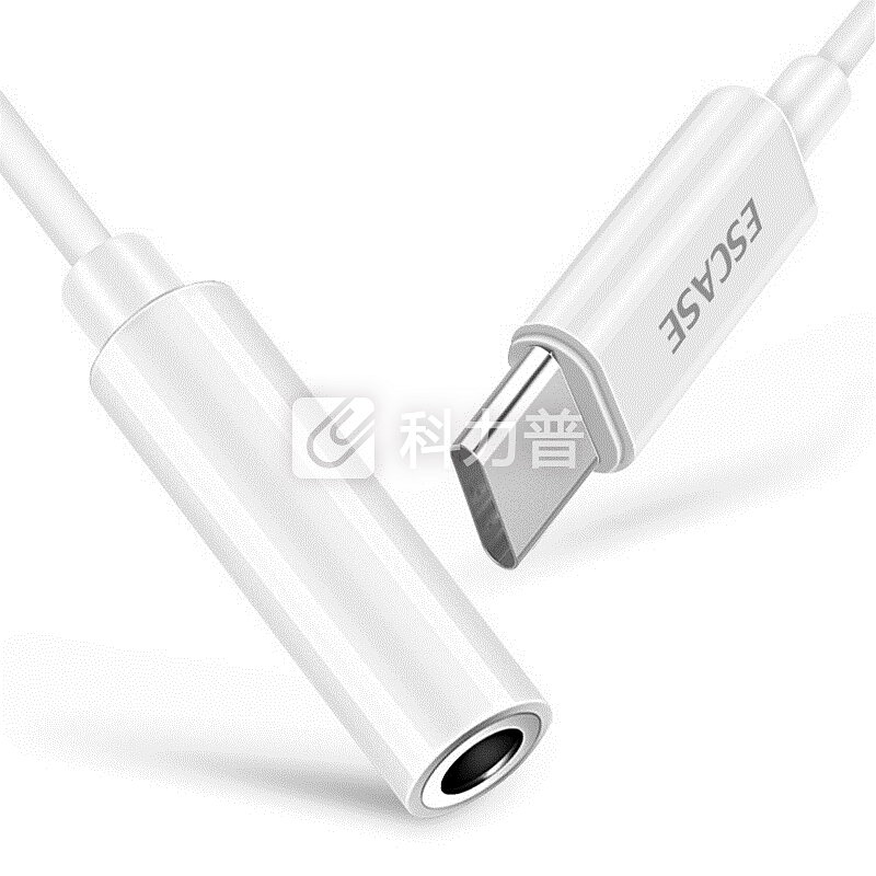 ESCASE Type-C耳机转接头3.5mm耳机音频线快充手机通话听歌二合一转换器小米8/8SE/华为P20Pro手机线 典雅白
