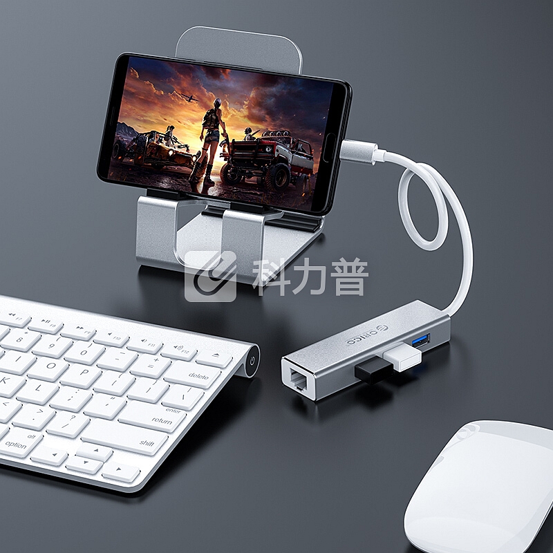 奥睿科(ORICO)USB分线器 3口HUB集线器转千兆网口RJ45网线接口 笔记本台式机外置网口转换器 XD-U31