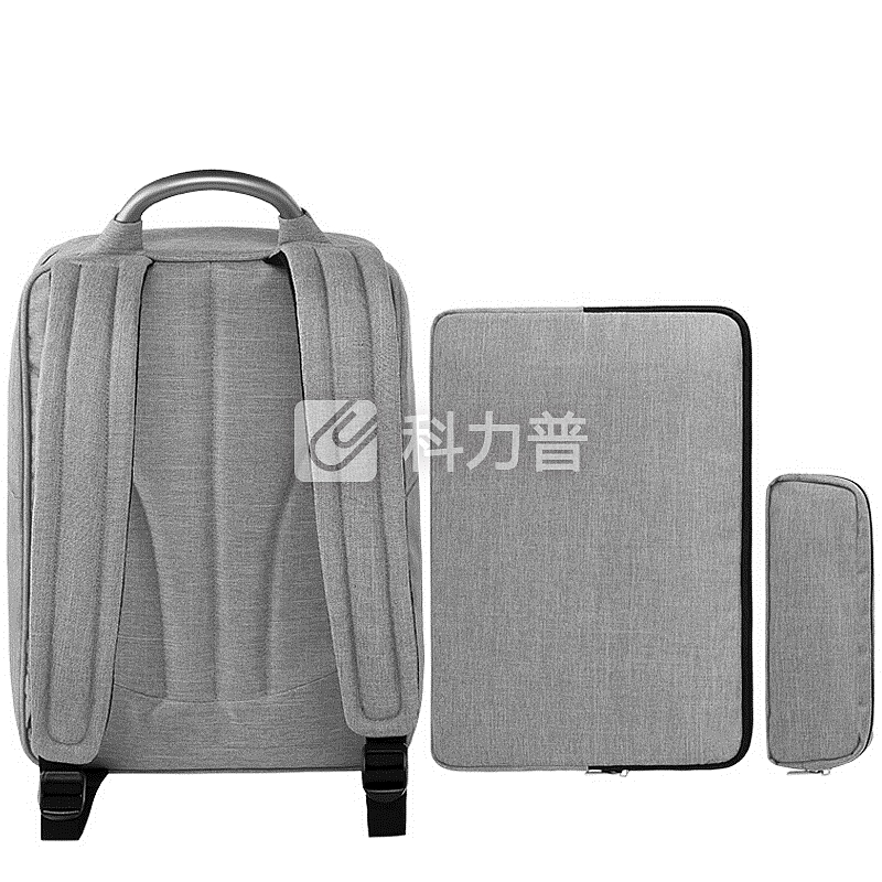 法国乐上(LEXON) 双肩包笔记本包电脑包 时尚内胆包电脑背包14/15英寸 电脑保护套洗漱包旅行三件套 浅灰色