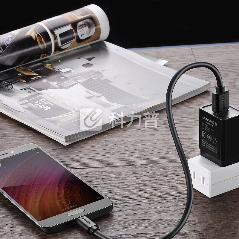 绿联 UGREEN 绿联 Type-C数据线 USB-C3.0快充手机充电线安卓转接头充电器电源线支持华为P20/Mate20荣耀小米8 1米20882黑