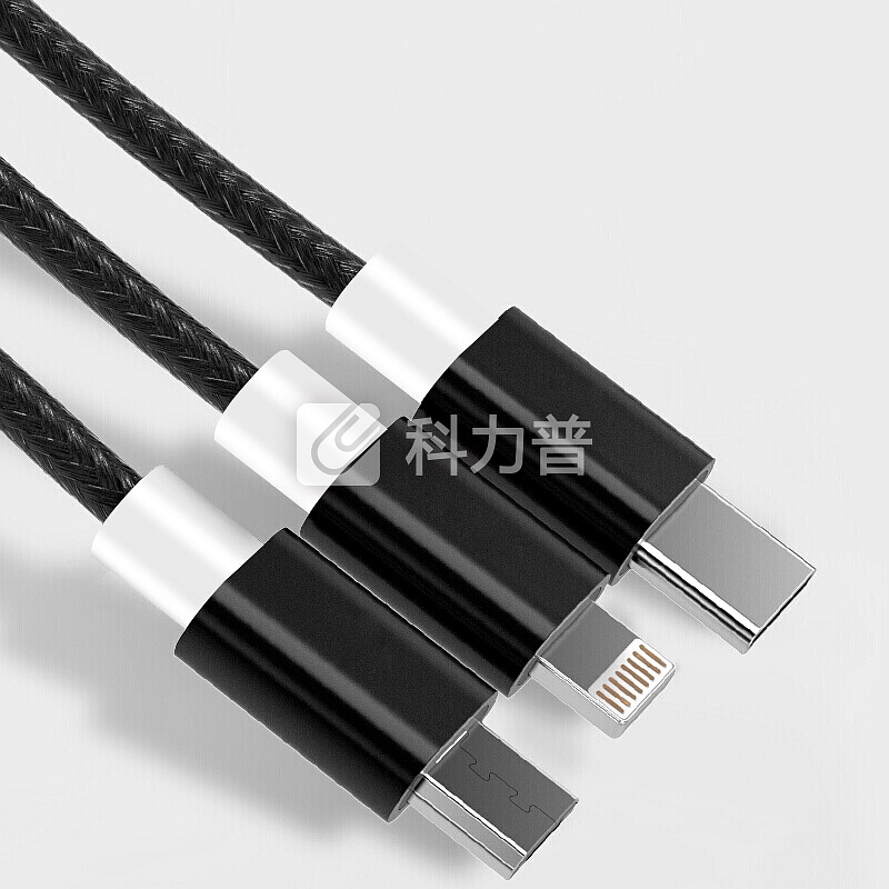 ESCASE 多功能数据线三合一手机充电线一拖三iPhone苹果Type-c安卓华为vivo荣耀oppo小米1.2米加长快充C15黑