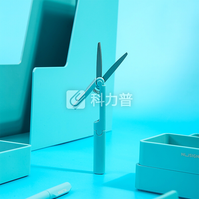 纽赛(NUSIGN)便携省力剪刀 镀钛手工剪刀 手帐裁剪搭配 带保护套 新桥蓝NS052