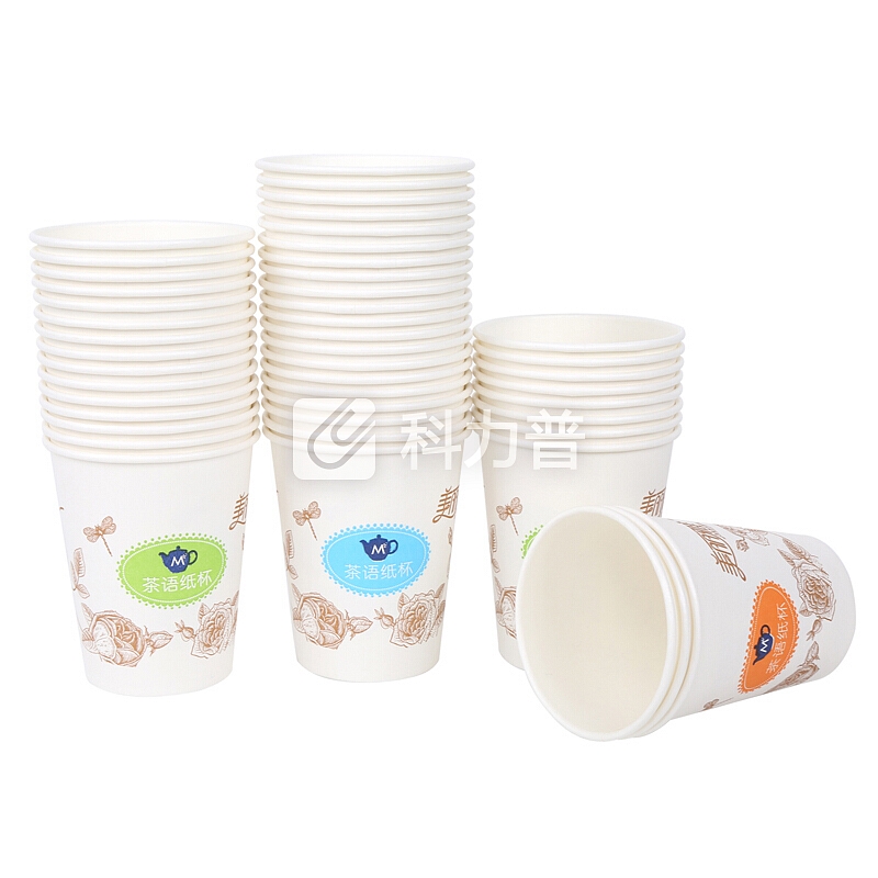 美丽雅 茶语加厚纸杯大号250ml*100只 一次性杯子耐热不渗漏一次性纸杯(新老包装随机)