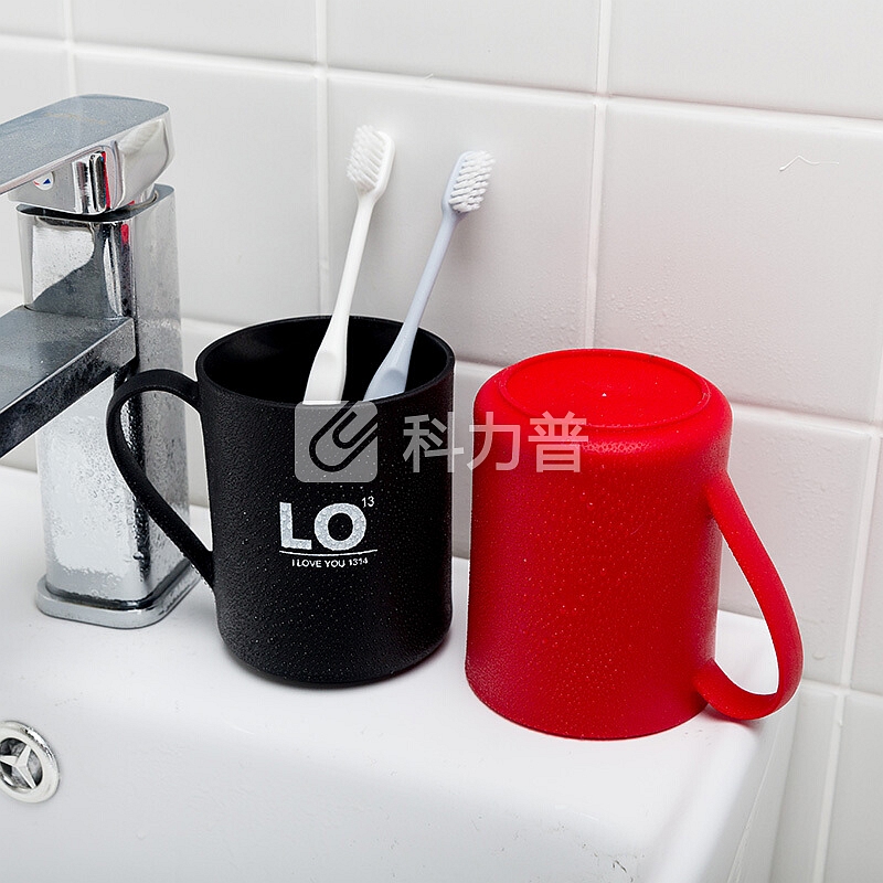优鹉 优鹉 七夕情人节情侣塑料漱口杯牙刷杯便携漱口杯礼品套装 红黑套装