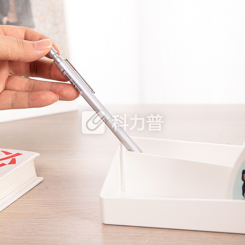 得力(deli)乐素时尚2格桌面收纳盒 多功能笔筒小物件收纳 白色8910