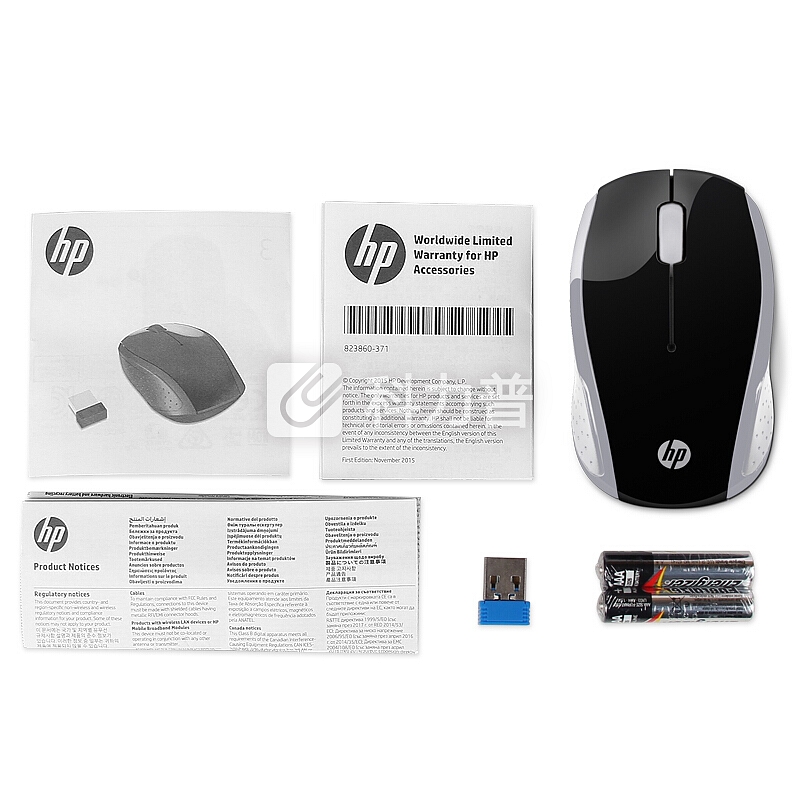 办公鼠标 惠普（HP）HP200 无线鼠标 便携家用/笔记本电脑办公/鼠标 银色