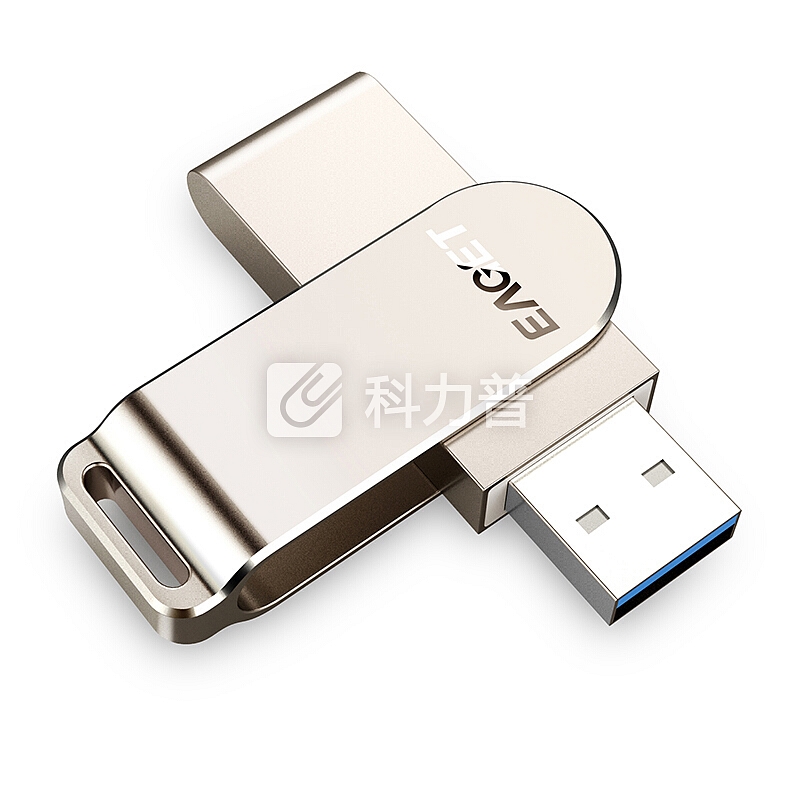 忆捷(EAGET)128GB USB3.0 U盘 F60高速全金属360度旋转车载优盘珍珠镍色