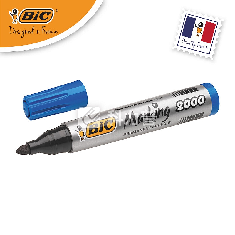 BIC 比克2000大圆头记号笔(蓝) 2支 法国进口文具 马克笔 物流记号笔油性大头笔