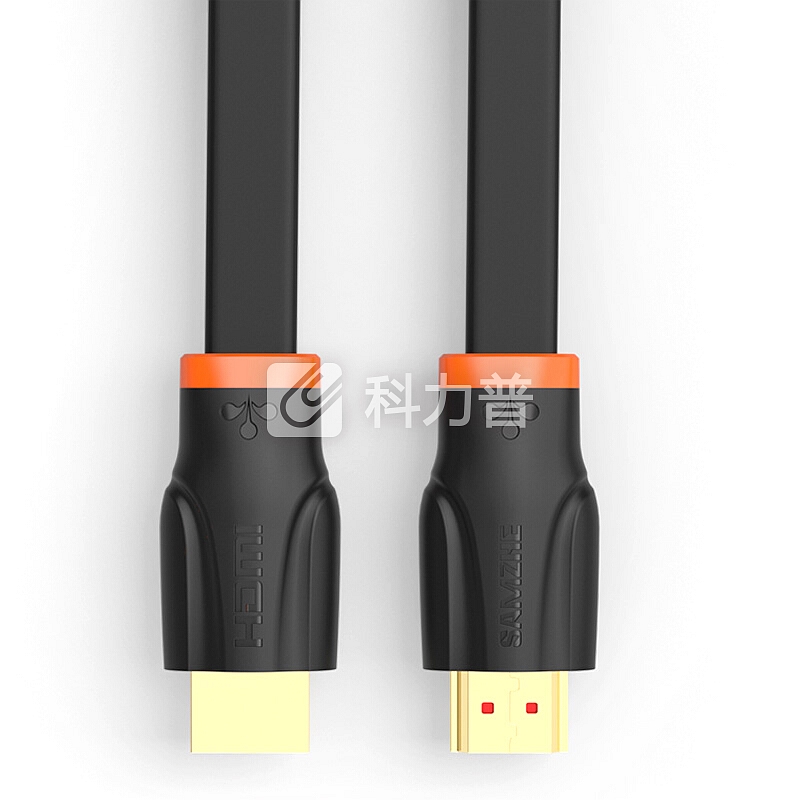 山泽(SAMZHE) HDMI2.0版2K*4K数字高清线 橙黑1.5米扁平线 电脑电视机机顶盒投影仪连接柔软线 SM-CB15