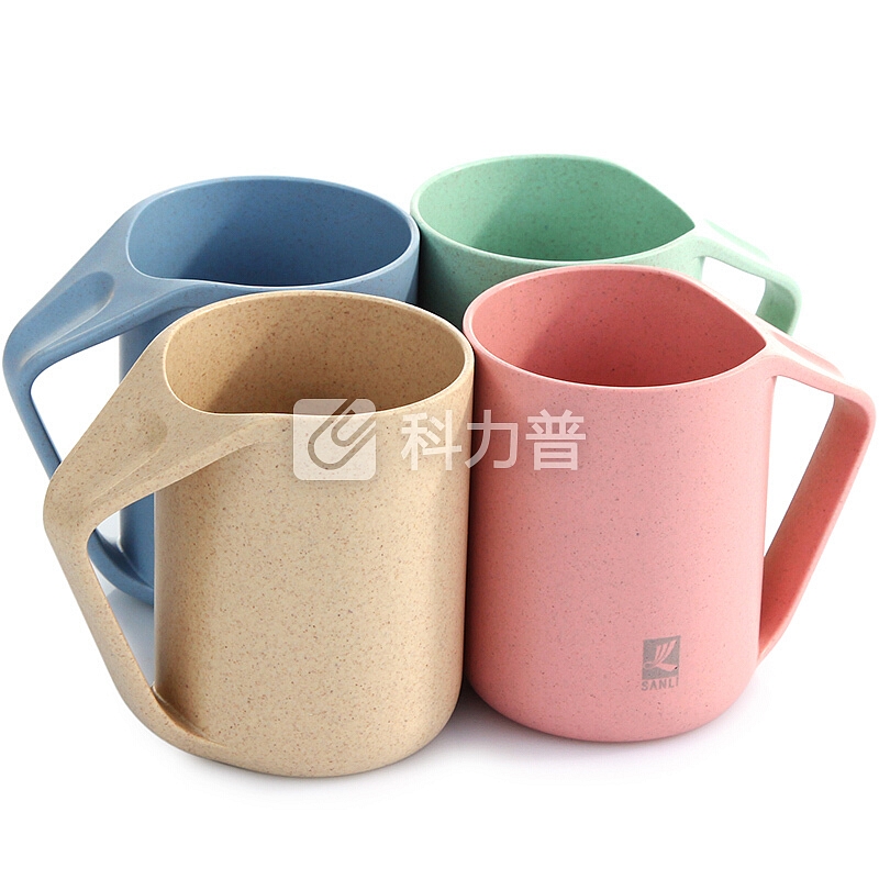 三利 创意情侣小麦漱口杯套装 简约塑料牙刷杯刷牙杯牙缸洗漱杯子 粉色