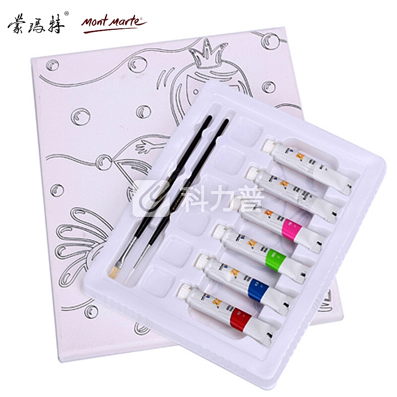 澳洲蒙玛特 Mont Marte 儿童涂鸦填色描线图画框 6色DIY丙烯颜料画框套装 海豚 MMKC2002