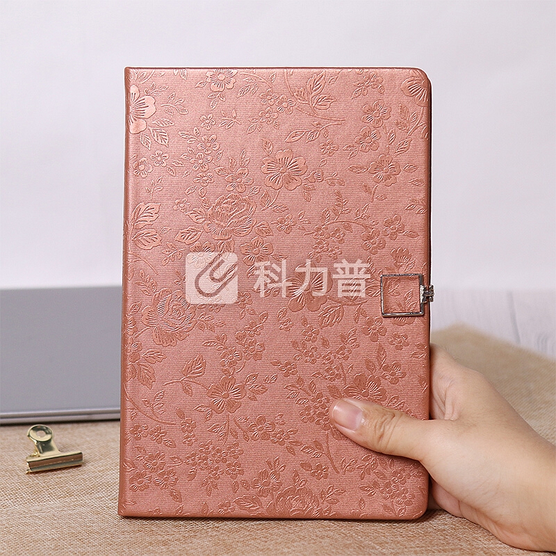 齐心(Comix)25K 122张 磁扣笔记本子/皮面记事本/日记本 花锦系列 褚红 C5837