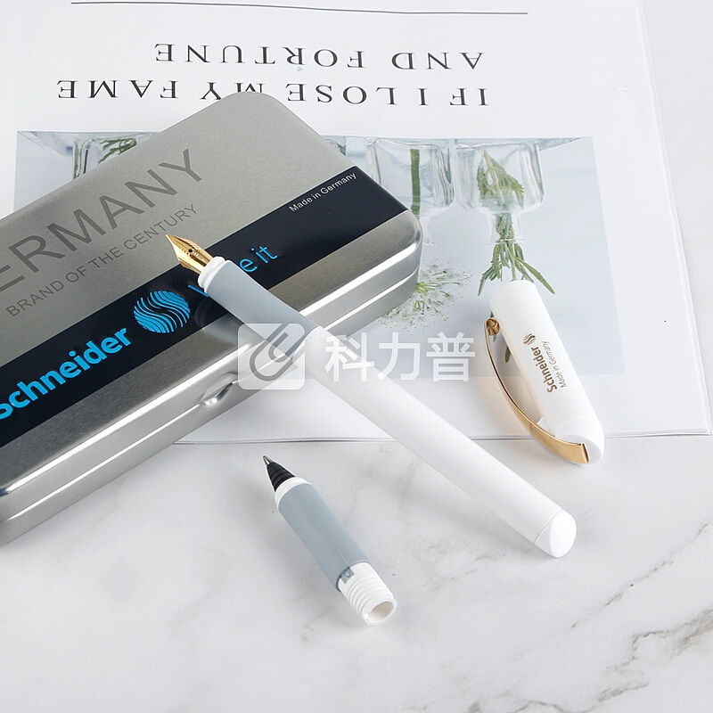 施耐德(Schneider)钢笔德国进口签字笔宝珠笔双笔头套装一笔两用商务礼盒装金色年华白色