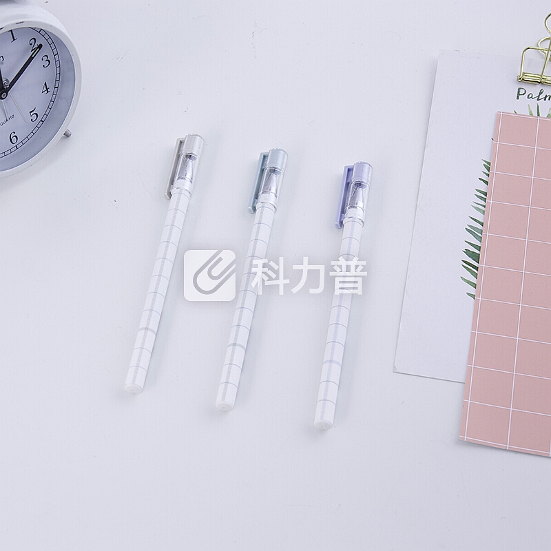 得力(deli)方寸格0.38mm黑色学生中性笔 全针管12支/盒