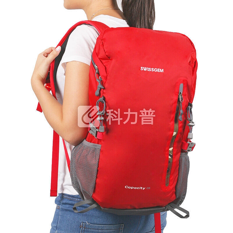 SVVISSGEM SVVISSGEM 双肩包男女 14英寸双肩电脑包 大容量时尚休闲旅行包背包户外登山包28L SA-9831 红色