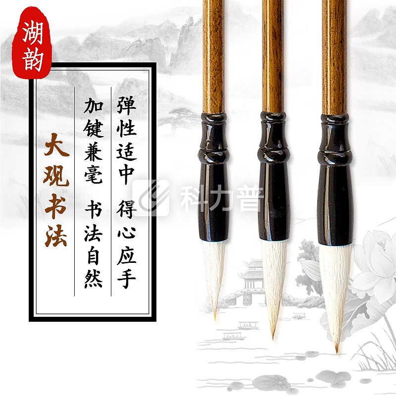 湖颖毛笔套装文房四宝小楷国画狼毫兼毫羊毫书法学生儿童练字初学者3支装 兼毫大中小楷3支