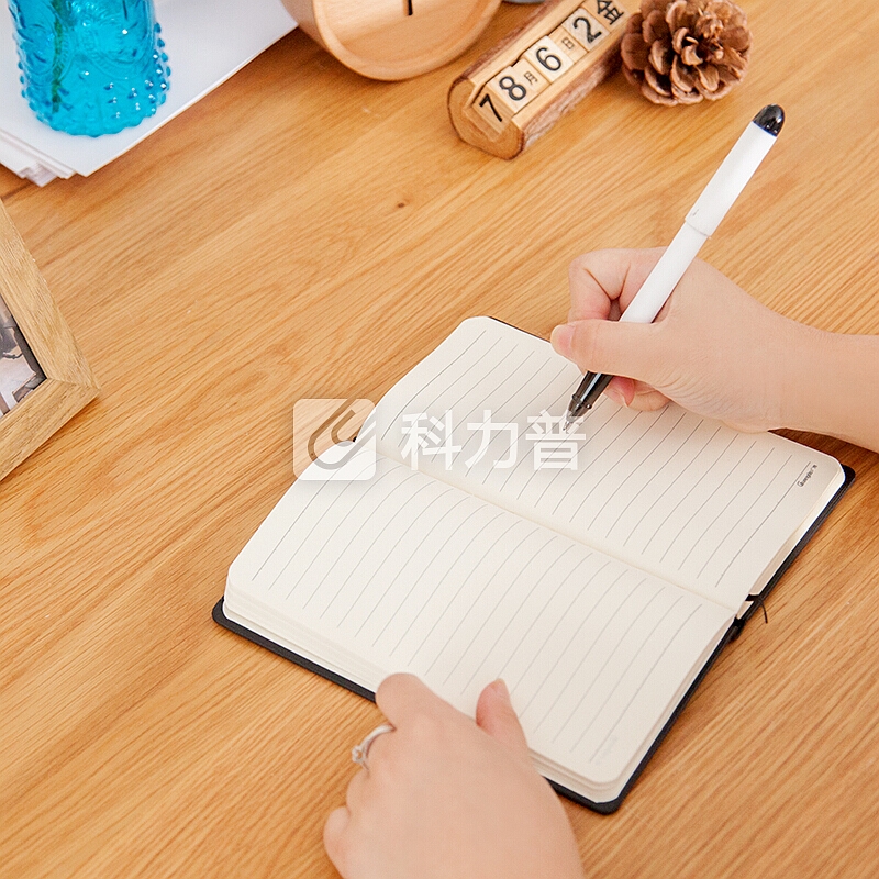 广博(GuangBo)25K120张简约硬挺商务皮面记事本子/文具笔记本 黑色GBP25733
