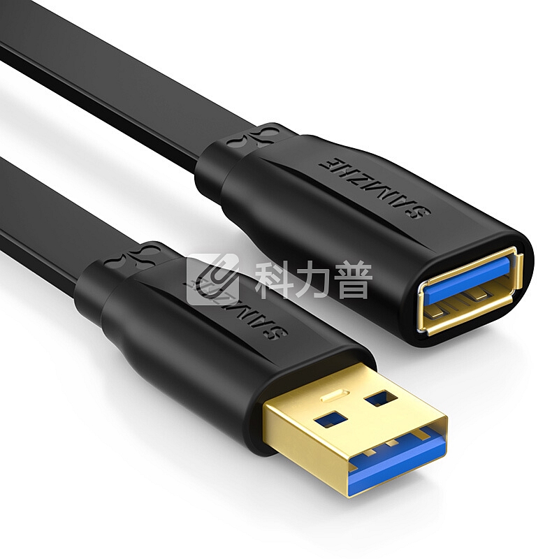 山泽(SAMZHE)USB延长线usb3.0高速传输数据线 公对母 AM/AF U盘鼠标键盘加长线 扁平黑色2米AP-320