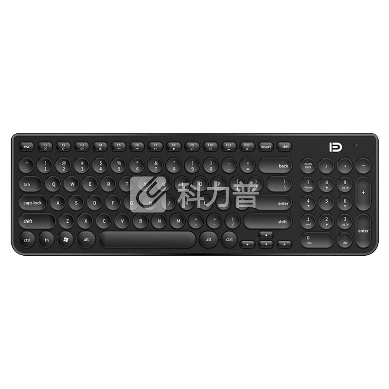 富德 ik6630无线静音键盘鼠标套装 家用台式电脑办公笔记本通用 复古圆形键帽 超薄巧克力键鼠套装 黑色