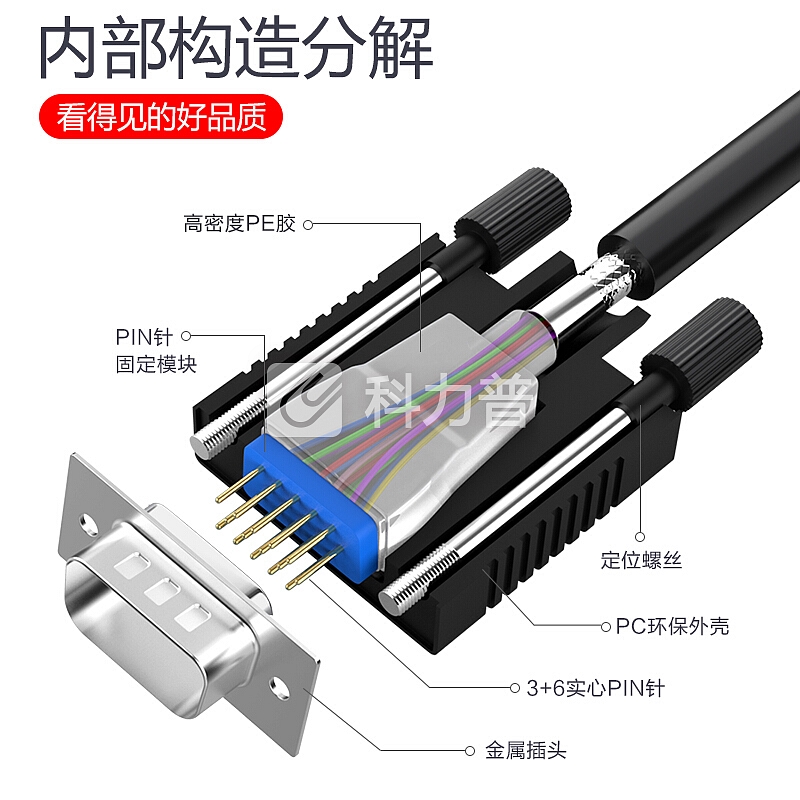 毕亚兹 工程级VGA线 高清3米 vga3+6 投影仪线电脑显示器连接线 笔记本显示器视频线延长线 针/针 XL3-黑