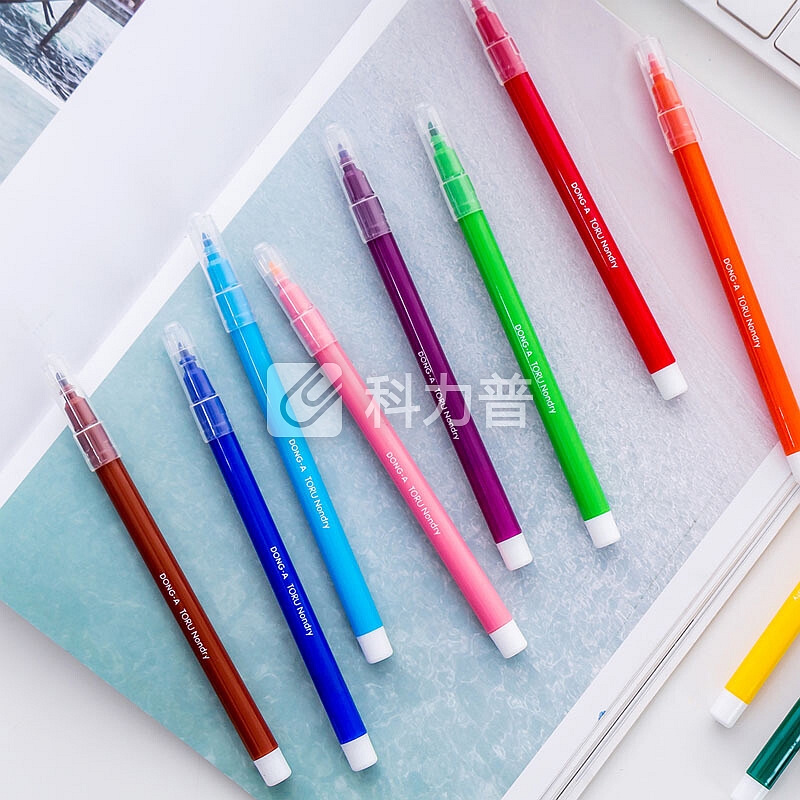 韩国东亚(DONG-A)24色淘乐耐挥发水彩笔 可水洗学生绘画涂鸦标记勾线笔 24色套装 NS055-24原装进口