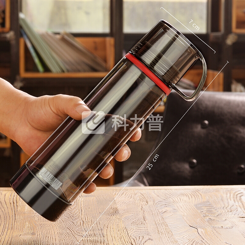 绿珠lvzhu 玻璃杯双层 防烫抗摔塑玻杯 创意便携商务大容量男女士学生 办公泡茶水杯子PB1301典雅红 500ml