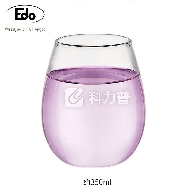 Edo Edo 耐热玻璃水杯 家用高温耐热 办公透明玻璃咖啡果汁饮料花茶杯—350ML