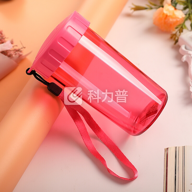 特百惠 特百惠（Tupperware）雅致塑料杯310ml 小巧便携带拎绳儿童随心水杯子 荔枝红