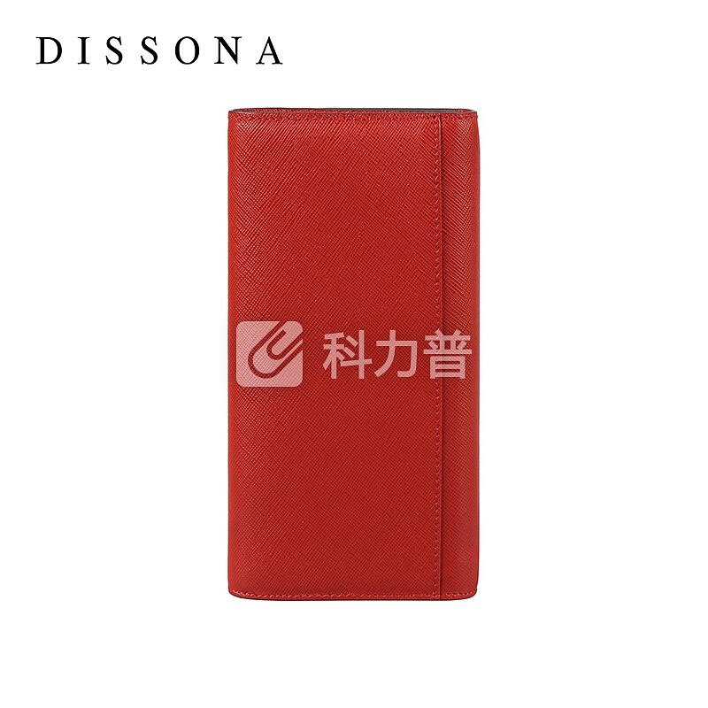 迪桑娜(DISSONA)牛皮钱包女长款多卡位搭扣零钱包简约手拿票夹小钱包潮 8162CD1310R00 红色