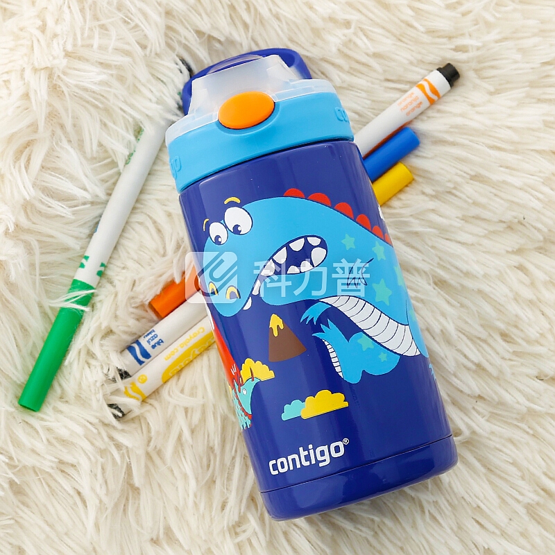contigo 小发明家儿童保温吸管水杯不锈钢运动便携杯400ml 恐龙 HBC-GIZ040