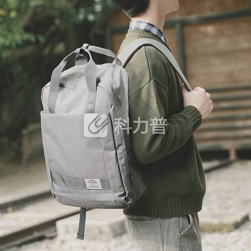 第九城(V.NINE) 双肩包男士电脑包13/14/15.6英寸商务休闲大容量旅行背包防水书包 VD7BV33913J 灰色