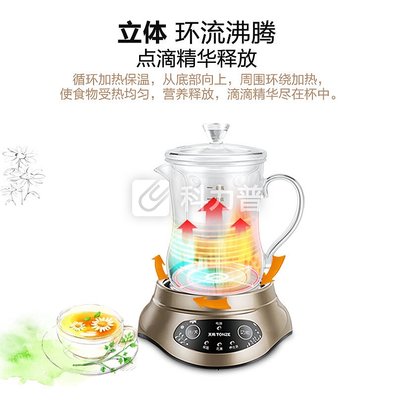 天际(TONZE)养生壶0.35L 迷你花茶壶高硼硅玻璃水壶BJH-W35Q