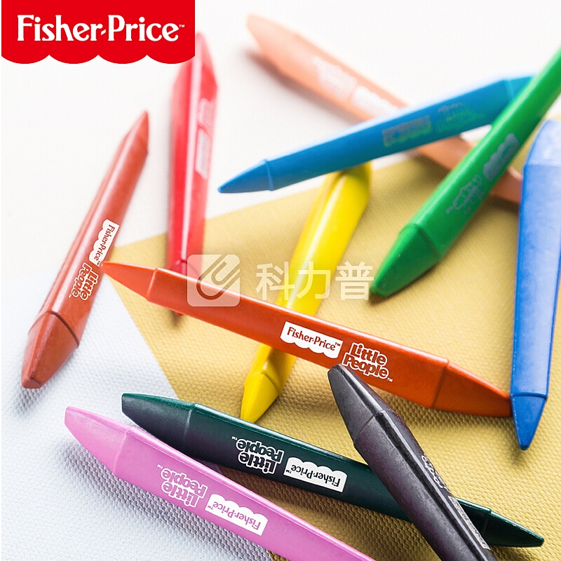 费雪fisher-price 儿童可水洗蜡笔 玩具画笔美术油画棒 绘画套装工具盒文具 双头蜡笔12色 FPC026