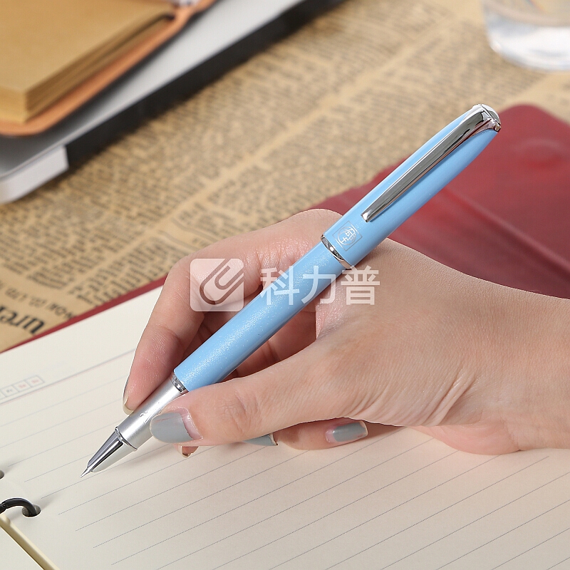毕加索(pimio)钢笔财务笔特细0.38mm笔尖男女士成人学生用练字笔马拉加系列916淡蓝色