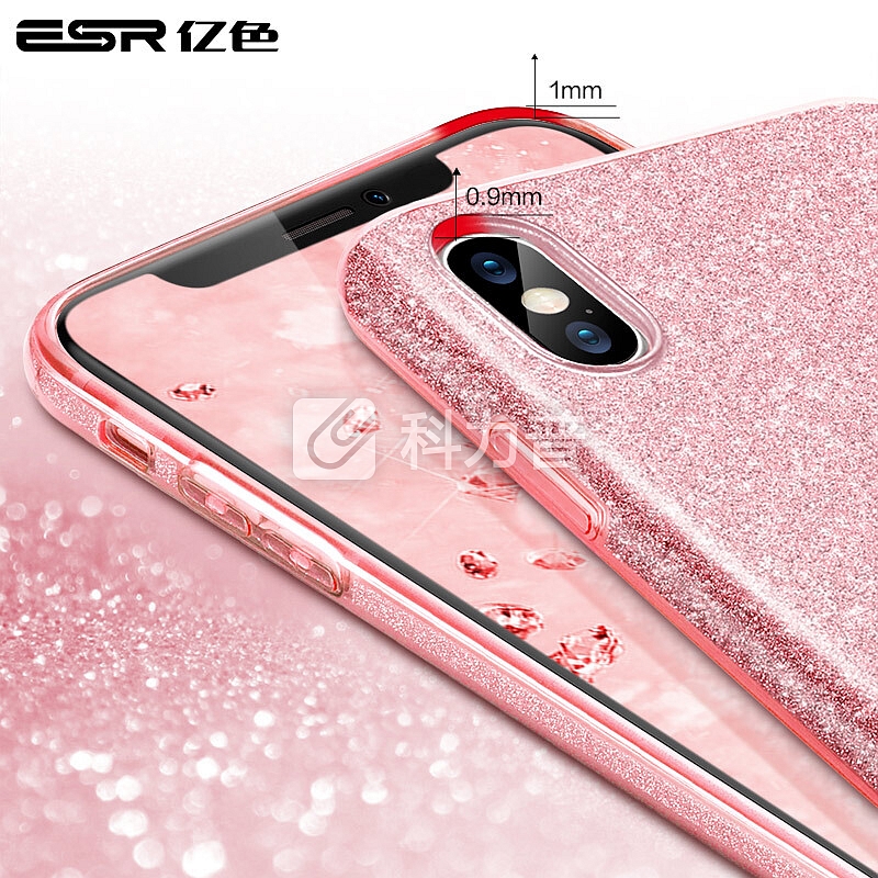 亿色(ESR) iPhonex手机壳/保护套创意个性防摔潮牌 苹果x手机壳闪粉发亮buling网红女神款 彩妆系列-玫瑰金