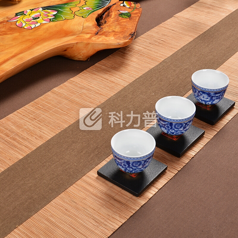 尚帝(shangdi)竹编茶席麻布茶垫布艺棉麻茶布桌旗茶道茶具配件 知足咖啡色30*150cm