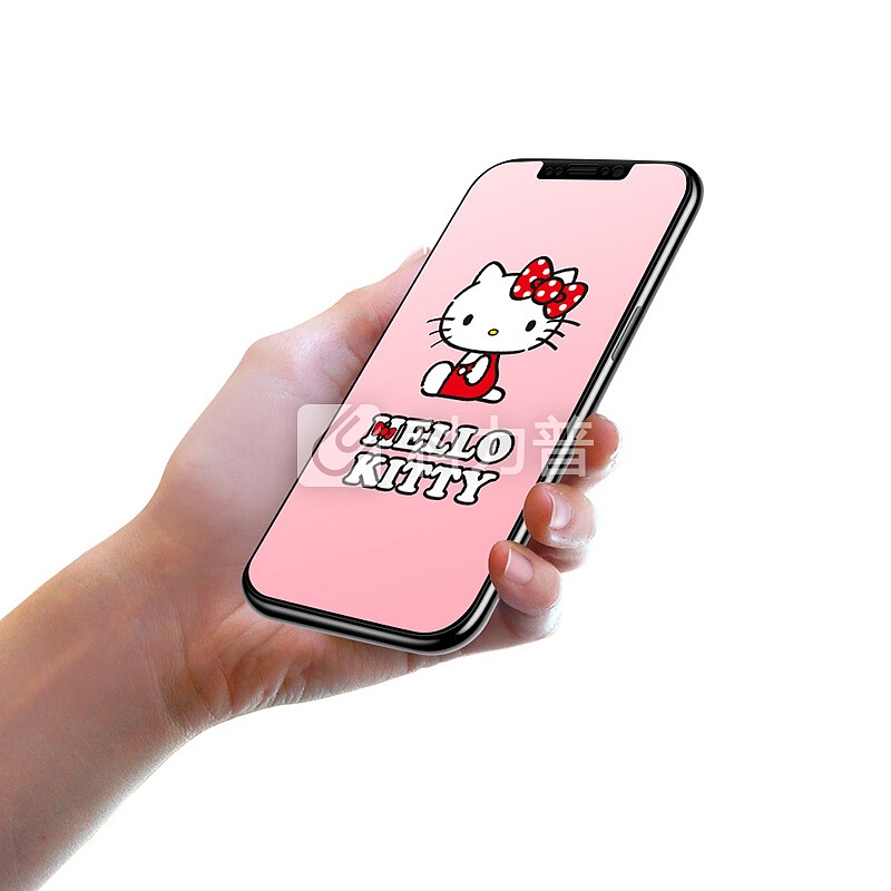 Hello Kitty 苹果X/XS钢化膜 iphoneXS钢化膜 3D软边全屏覆盖高清防爆玻璃膜 黑色